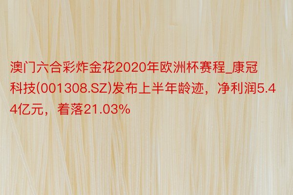 澳门六合彩炸金花2020年欧洲杯赛程_康冠科技(001308.SZ)发布上半年龄迹，净利润5.44亿元，着落21.03%