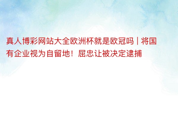 真人博彩网站大全欧洲杯就是欧冠吗 | 将国有企业视为自留地！屈忠让被决定逮捕